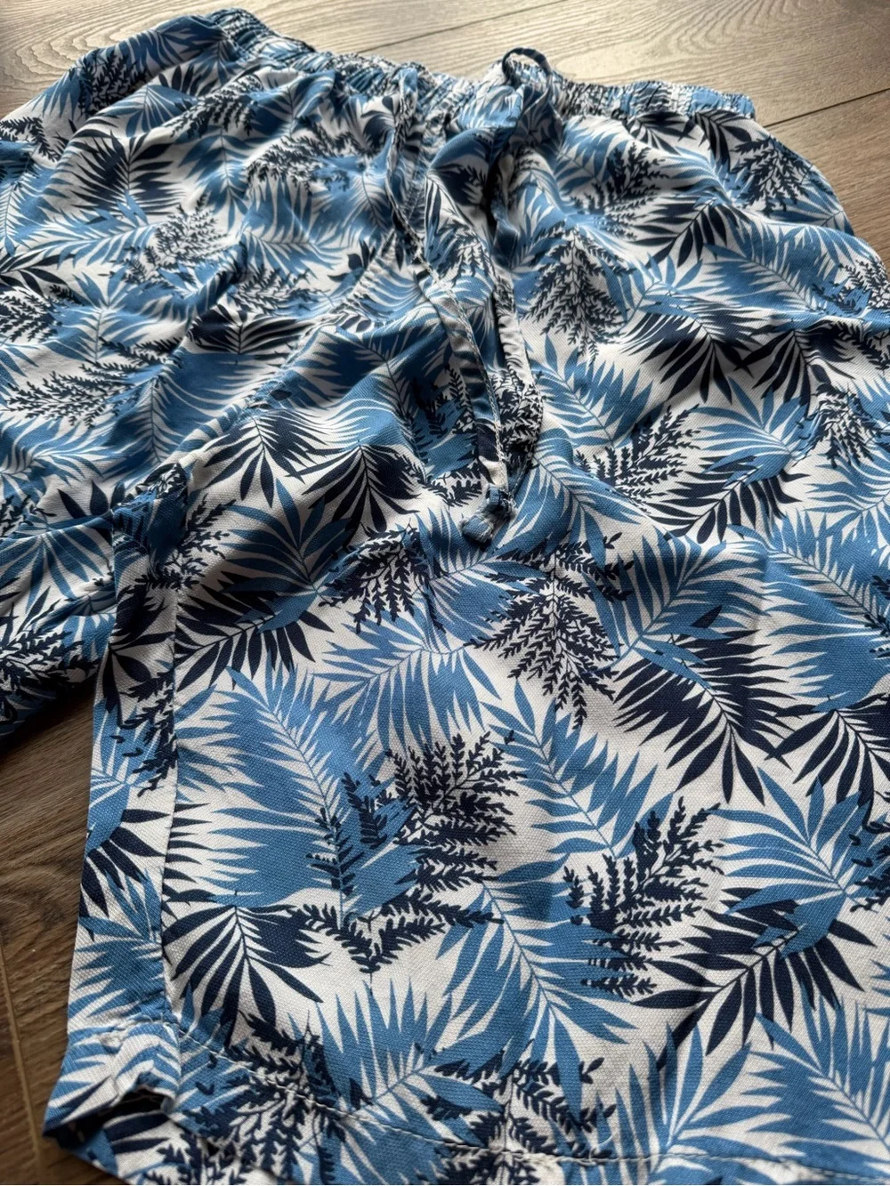 Men's Tropical Blue Leaf Swim Trunks